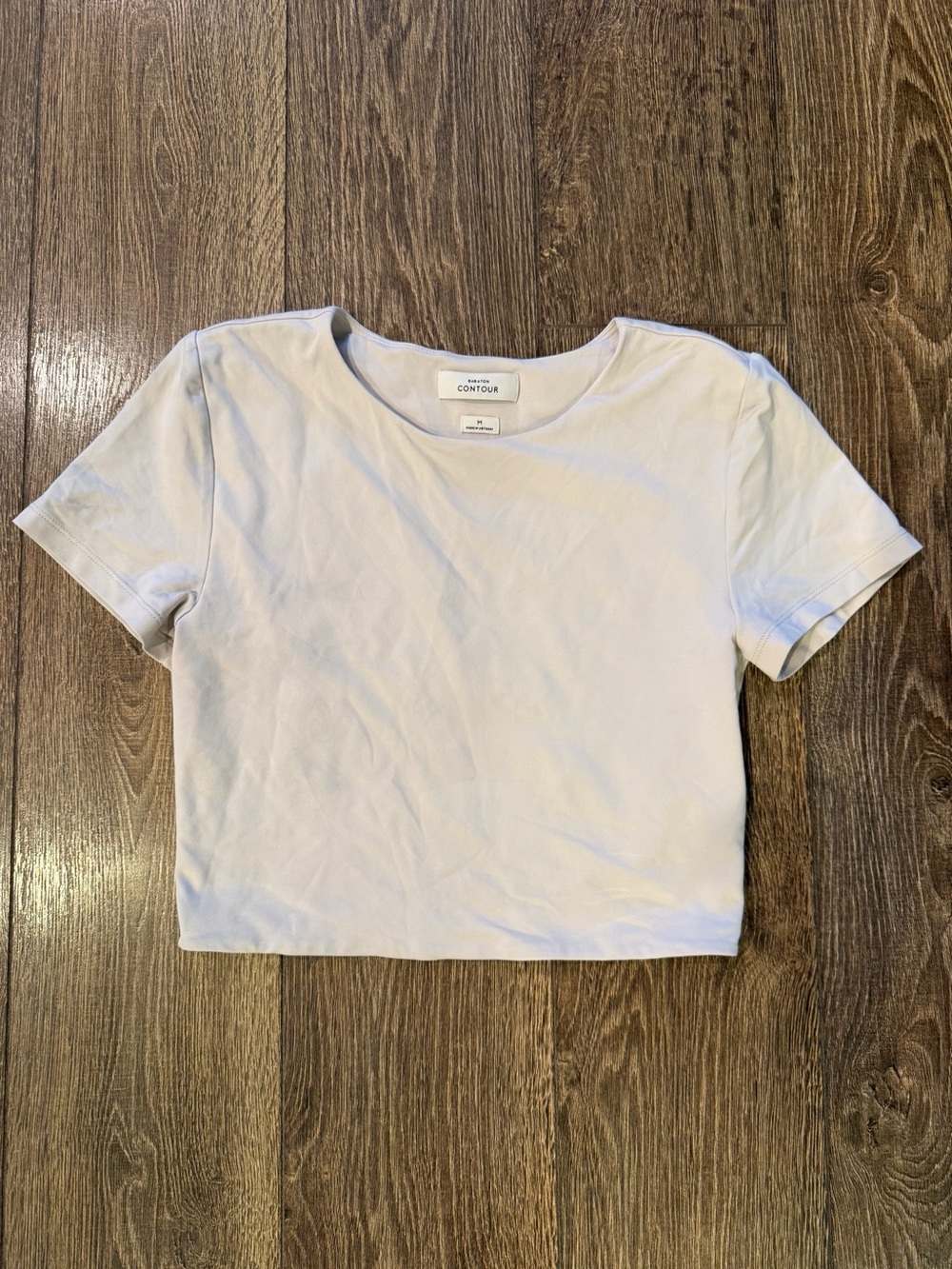 Babaton Light Gray Short-Sleeve Crop Tee